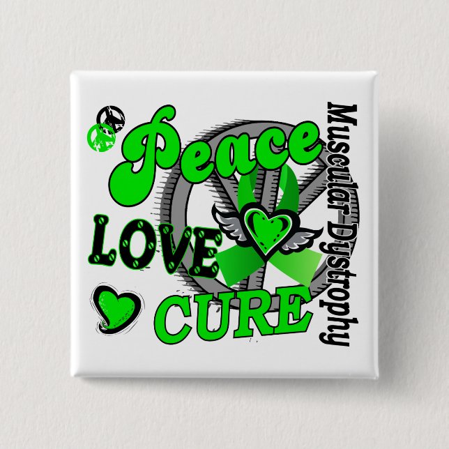 Peace Love Cure 2 Muscular Dystrophy 15 Cm Square Badge (Front)
