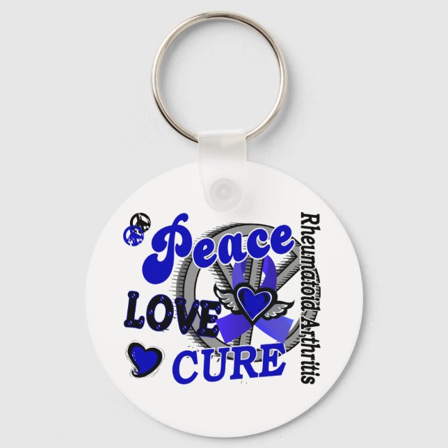 Peace Love Cure 2 Rheumatoid Arthritis Key Ring (Front)
