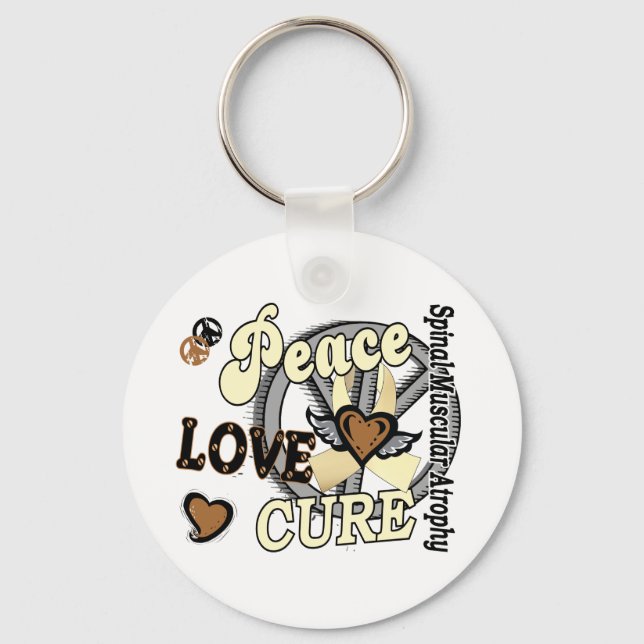 Peace Love Cure 2 SMA Spinal Muscular Atrophy Key Ring (Front)