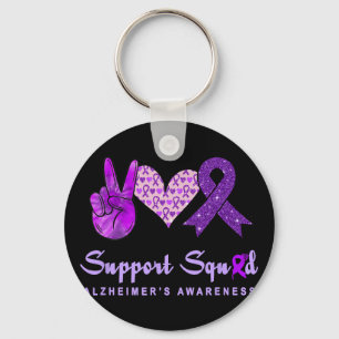 Peace Love Cure A Heimerheimer's Awareness Support Key Ring