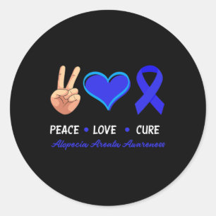Peace Love Cure Alopecia Areata Awareness Classic Round Sticker