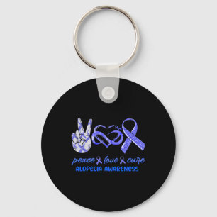 Peace Love Cure Alopecia Awareness Key Ring