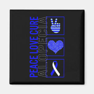 Peace Love Cure Alopecia Awareness Ribbon Warrior Magnet
