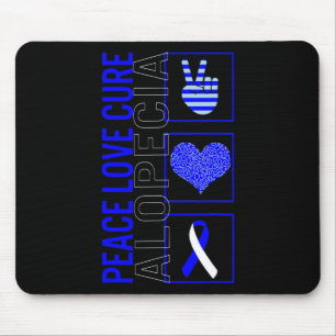 Peace Love Cure Alopecia Awareness Ribbon Warrior Mouse Pad