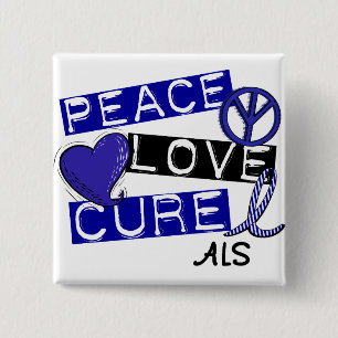 PEACE LOVE CURE ALS 15 CM SQUARE BADGE