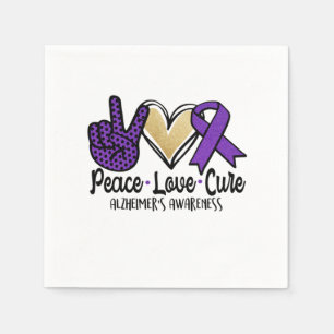 Peace Love Cure Alzheimer's Awareness Napkin