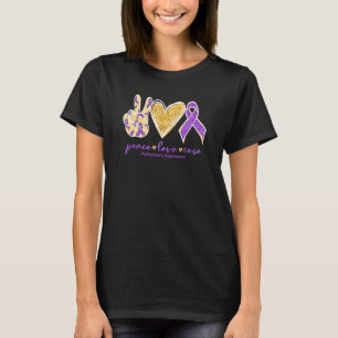 Peace Love Cure Alzheimer's Awareness Ribbon Heart T-Shirt