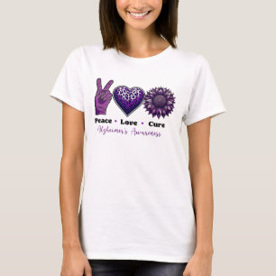 PEACE LOVE CURE Alzheimer's Awareness T-Shirt