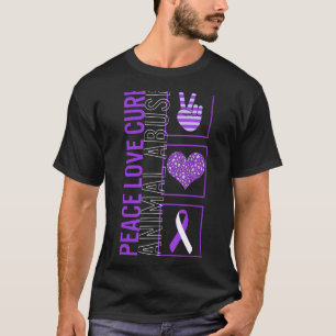 Peace Love Cure Animal Abuse Awareness Ribbon Warr T-Shirt