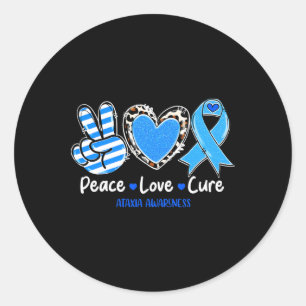 Peace Love Cure Ataxia Awareness Support Gifts 1  Classic Round Sticker