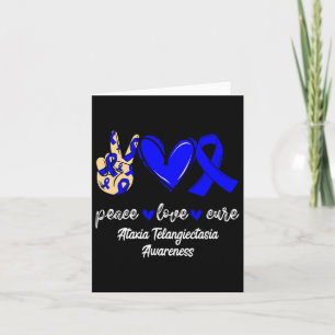 Peace Love Cure Ataxia Telangiectasia Blue Ribbon Card
