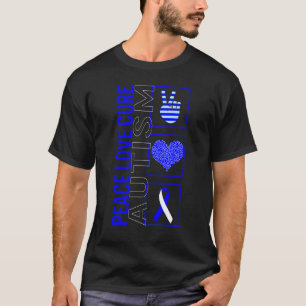 Peace Love Cure Autism Awareness Ribbon Warrior Su T-Shirt