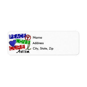Peace Love Cure Autism Return Address Label