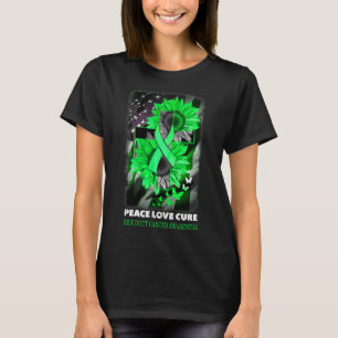 Peace Love Cure Bile Duct Cancer Awareness Sunflow T-Shirt