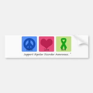 Peace Love Cure Bipolar Disorder Bumper Sticker