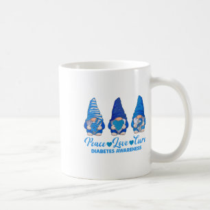 Peace Love Cure Blue Gnomes T1d Diabetes Awareness Coffee Mug
