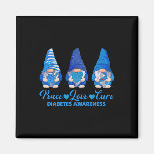 Peace Love Cure Blue Gnomes T1d Diabetes Awareness Magnet