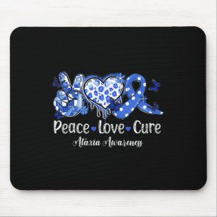 Peace Love Cure Blue Ribbon Ataxia Awareness Mouse Pad