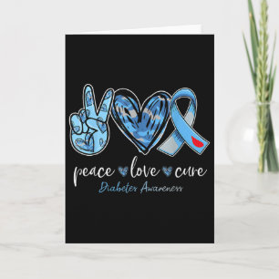 Peace Love Cure Blue Ribbon Diabetes Awareness Mon Card
