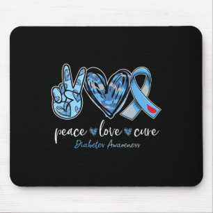 Peace Love Cure Blue Ribbon Diabetes Awareness Mon Mouse Pad