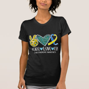 Peace Love Cure Blue & Yellow Ribbon Down Syndrome T-Shirt