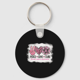 Peace Love Cure Breast Cancer Awareness Pink Ribbo Key Ring