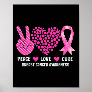 Peace Love Cure Breast Cancer Awareness Pink Ribbo Poster