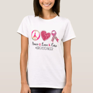 PEACE LOVE CURE Breast Cancer Awareness T-Shirt