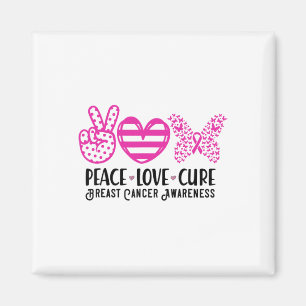 Peace Love Cure Breast Cancer Awareness Warrior Pi Magnet