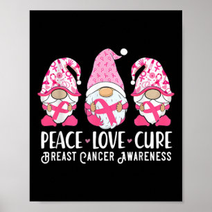 Peace Love Cure Breast Cancer Awareness Warrior Pi Poster