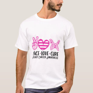 Peace Love Cure Breast Cancer Awareness Warrior Pi T-Shirt