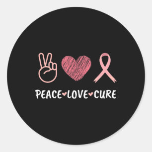 Peace Love Cure Breast Cancer Awareness Women Classic Round Sticker