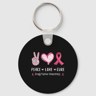 Peace Love Cure Breast Cancer Awareness Women Kids Key Ring