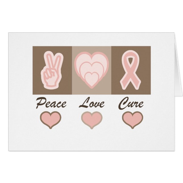 Peace Love Cure Breast Cancer card (Front Horizontal)