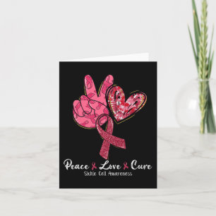 Peace Love Cure Burgundy Ribbon Sickle Cell Awaren Card