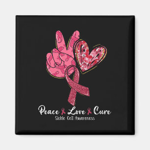Peace Love Cure Burgundy Ribbon Sickle Cell Awaren Magnet