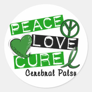 PEACE LOVE CURE CEREBRAL PALSY T-Shirts & Gifts Classic Round Sticker