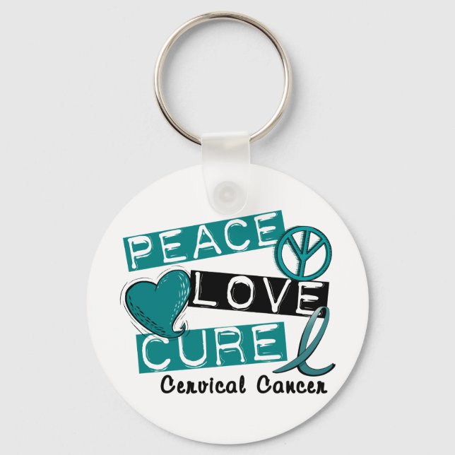 PEACE LOVE CURE CERVICAL CANCER KEY RING (Front)