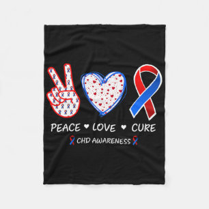 Peace Love Cure Chd Heart Disease Awareness Men Wo Fleece Blanket