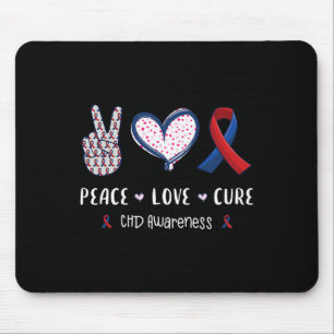 Peace Love Cure Chd Heart Disease Awareness Men Wo Mouse Pad