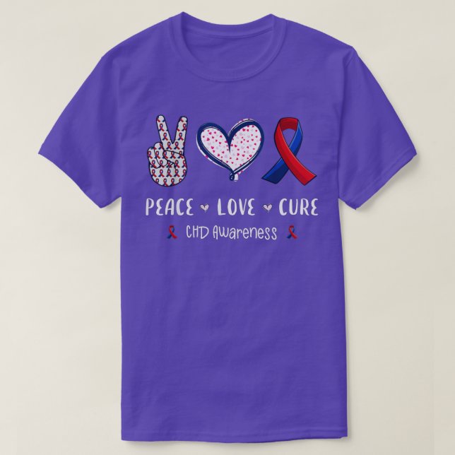 Peace Love cure CHD heart disease awareness men wo T-Shirt (Design Front)