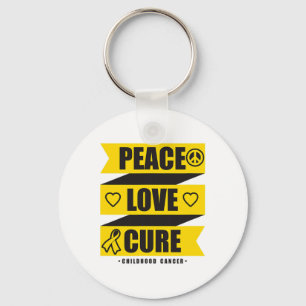 Peace Love Cure Childhood Cancer Awareness 1 Key Ring