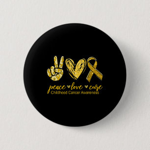 Peace Love Cure Childhood Cancer Awareness 6 Cm Round Badge
