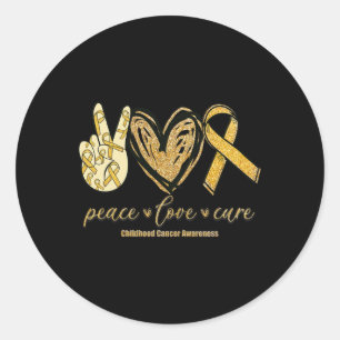Peace Love Cure Childhood Cancer Awareness Costume Classic Round Sticker