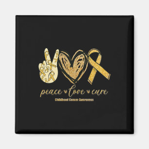 Peace Love Cure Childhood Cancer Awareness Costume Magnet