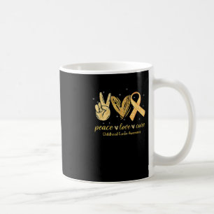 Peace Love Cure Childhood Cancer Awareness Gold Ri Coffee Mug