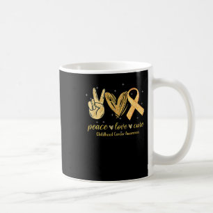 Peace Love Cure Childhood Cancer Awareness Gold Ri Coffee Mug