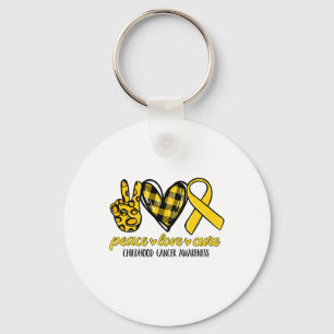 Peace Love Cure Childhood Cancer Awareness Leopard Key Ring