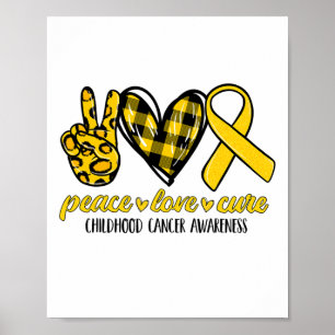 Peace Love Cure Childhood Cancer Awareness Leopard Poster