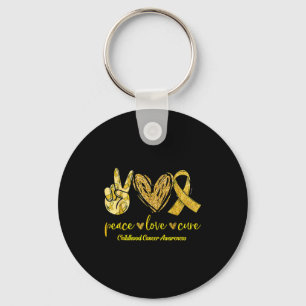 Peace Love Cure Childhood Cancer Awareness Leopart Key Ring